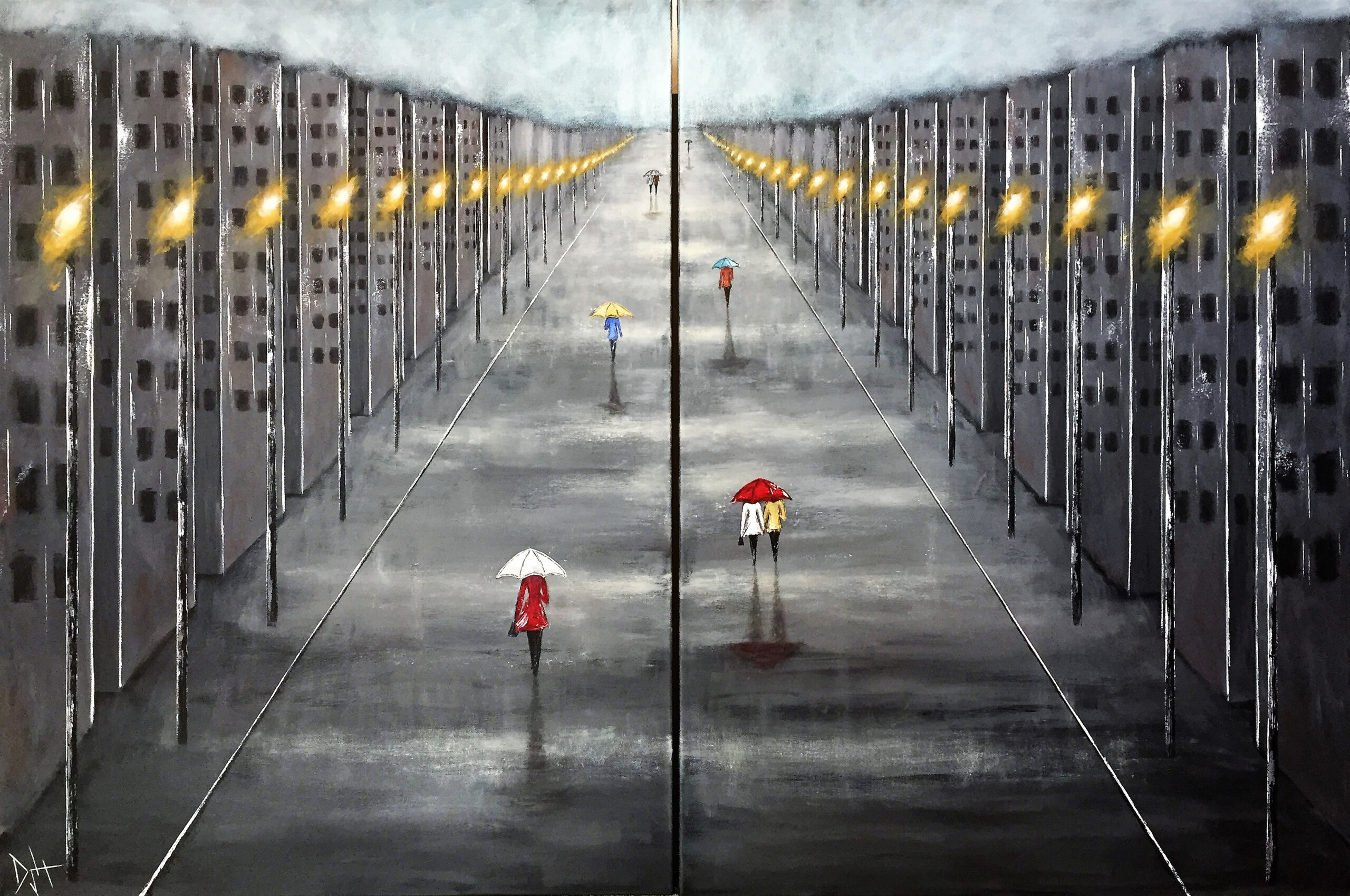 Surrounded by Strangers 60x40 Acrylic (diptych)